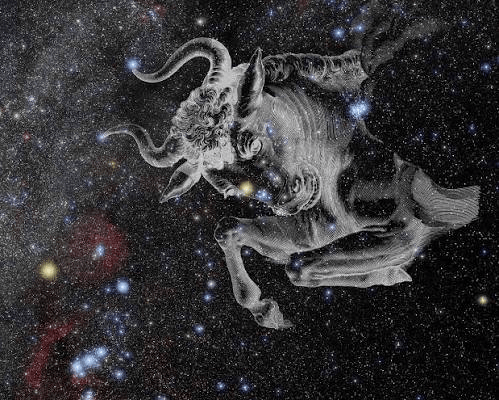 An artistic depiction of a goat-like creature against a starry night sky, representing the Capricorn zodiac sign.